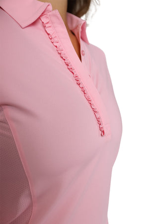 Light Pink Long Sleeve Ruffle Polo