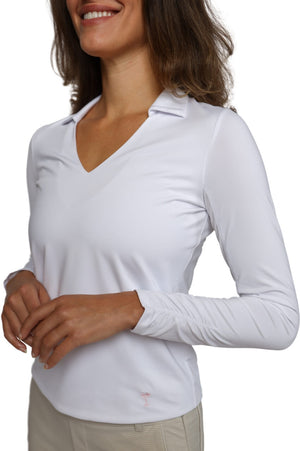 White Long Sleeve Lisa Sport Polo