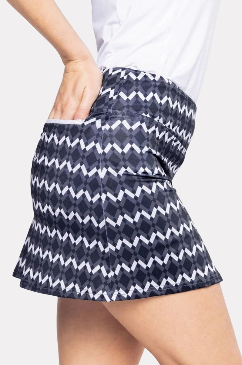 Black/White Pull-On Golf Skort | Printed & Patterned Skort by Golftini