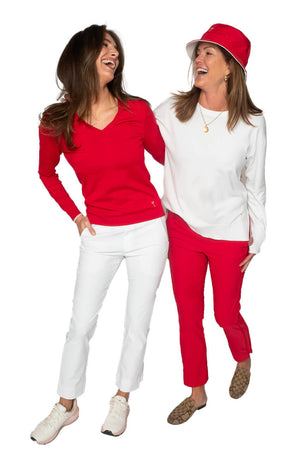 Red Stretch Ankle Pant