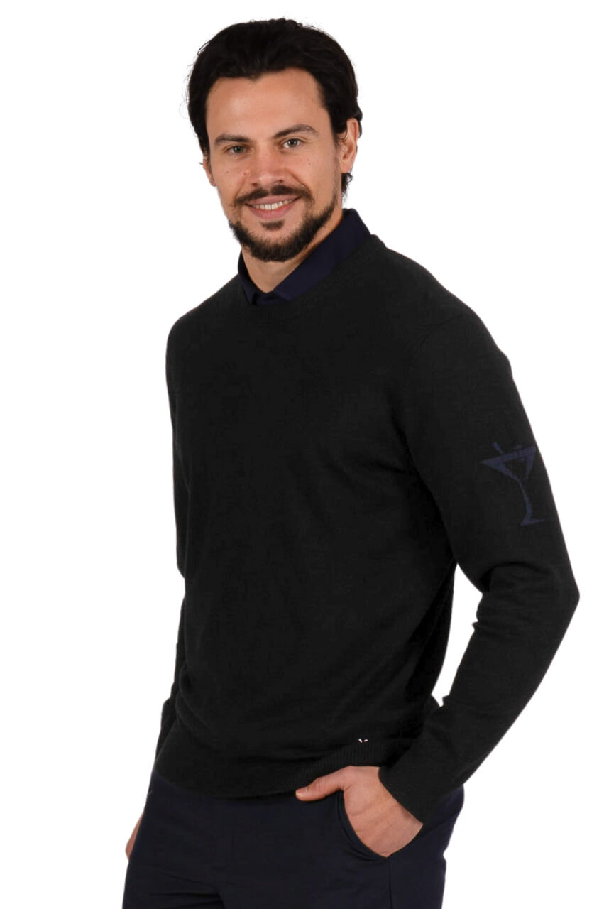 Men's Black Martini Crewneck Sweater