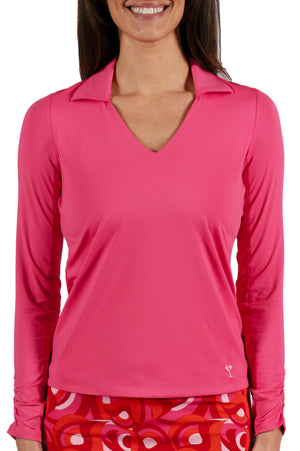 Hot Pink Long Sleeve Lisa Sport Polo