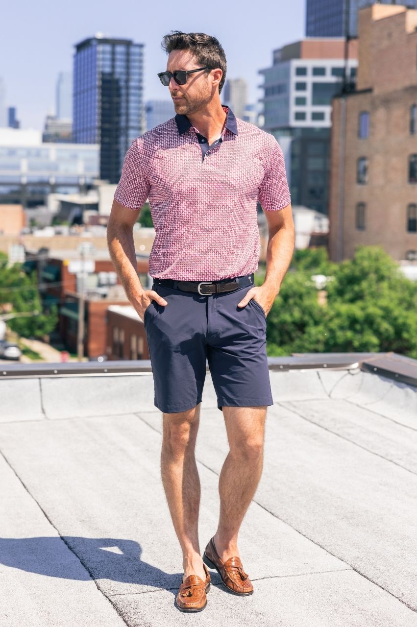 Men's Red White and Blue Pique Polo | Printed Golf Polo by Golftini