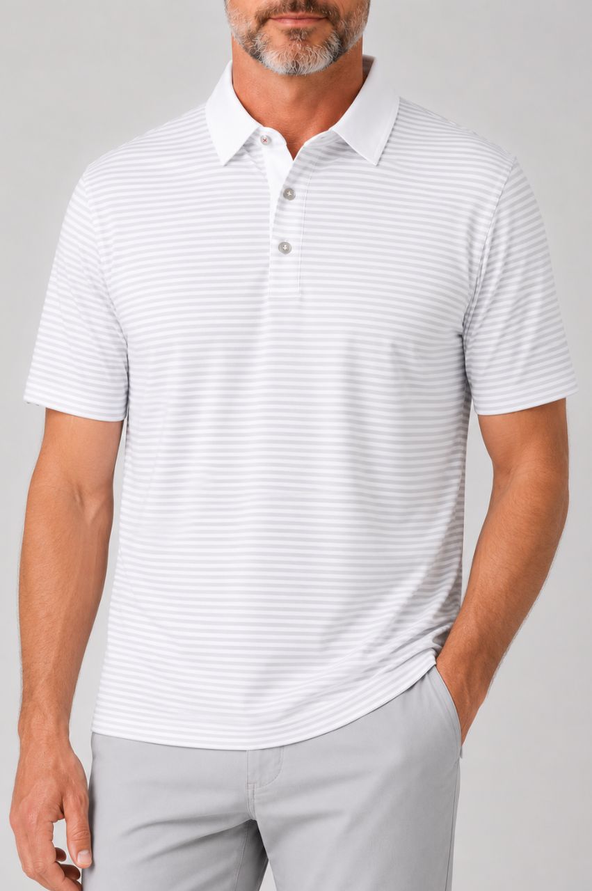 Men's Stretch Pique Striped Polo | Men's Golf Polo by Golftini Men's Stretch Pique Striped Polo | Men's Golf Polo by Golftini