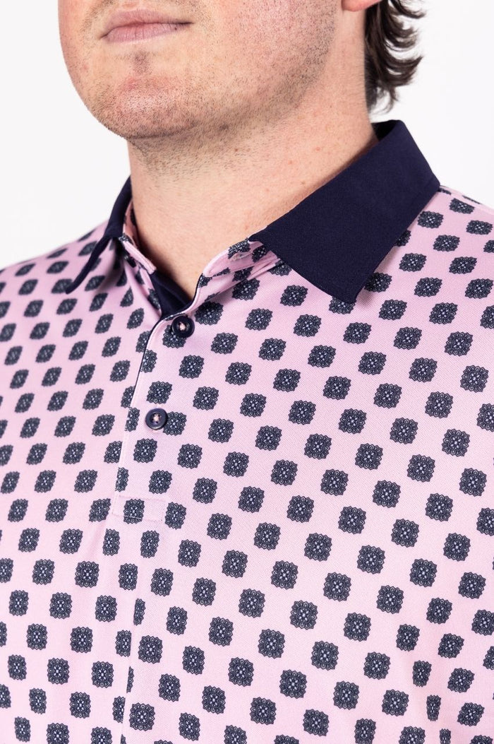 Men's Pink Medallion Pique Polo