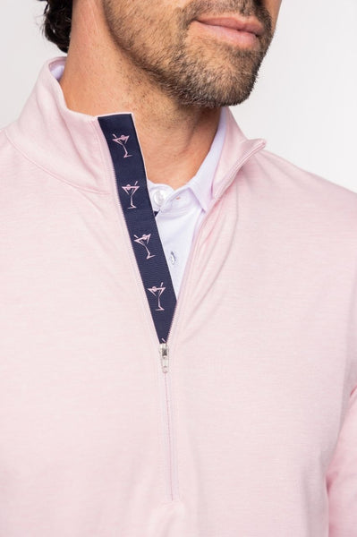 Men's Heathered Pink Half Zip Golf Pullover | Golftini For Men