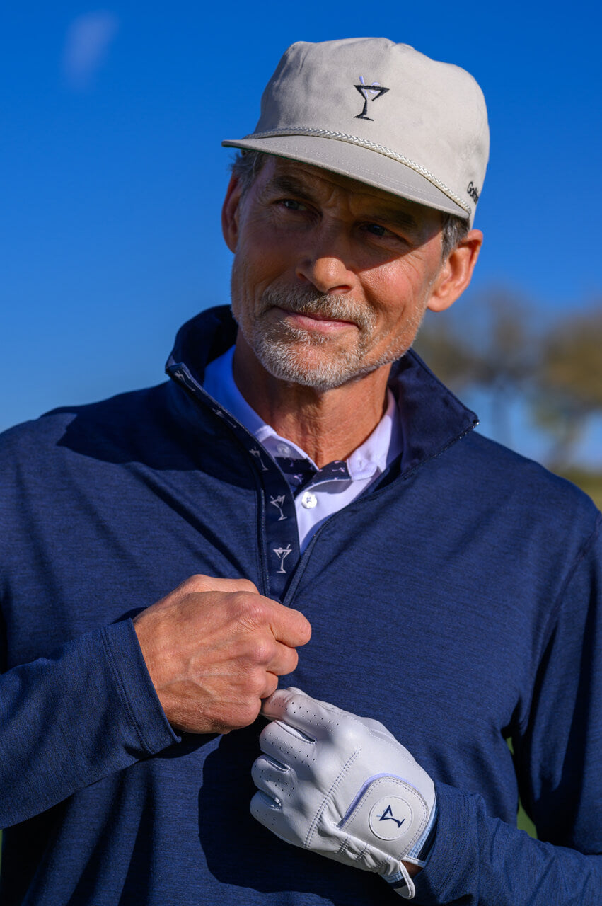 Men's Heathered Navy Quarter Zip Golf Pullover | Golftini For Men
