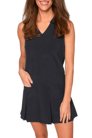 Navy Tini Time Pleated Dress