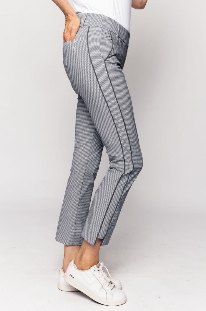 Charcoal Houndstooth Stretch Ankle Pant