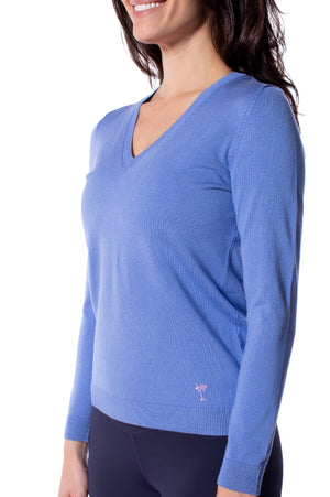 Periwinkle Stretch V-Neck Sweater