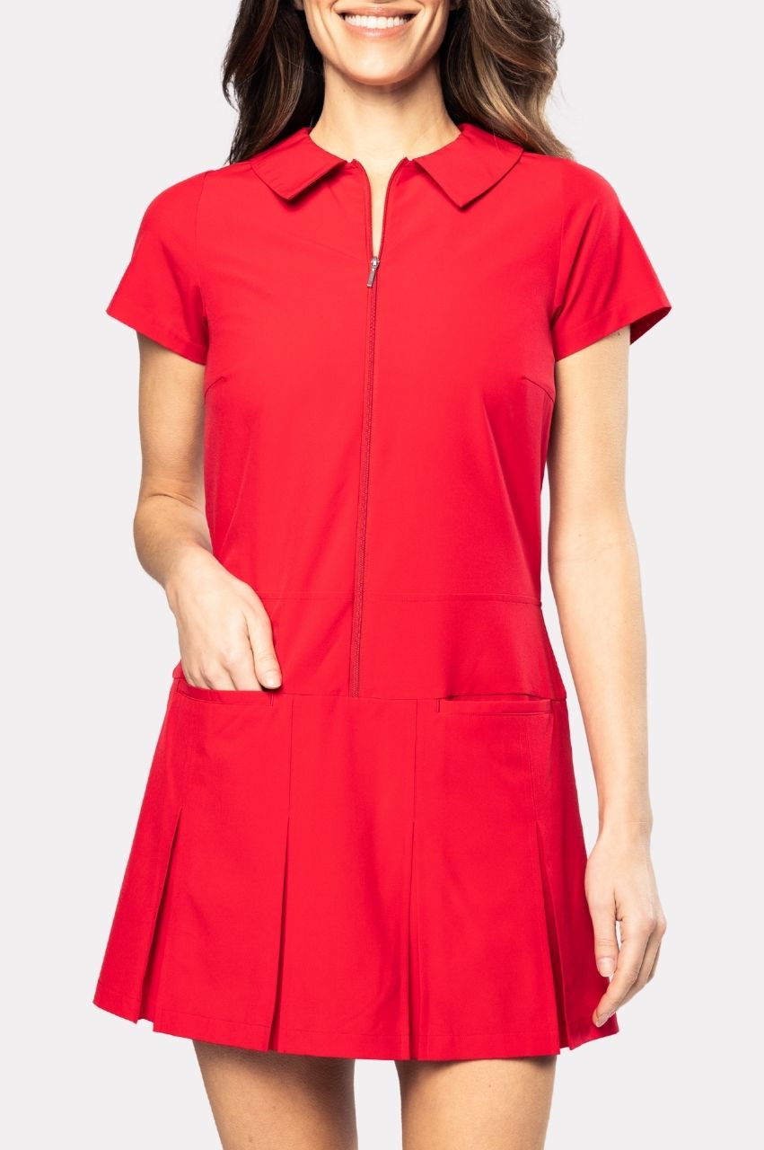 Red Short Sleeve Sport Dress