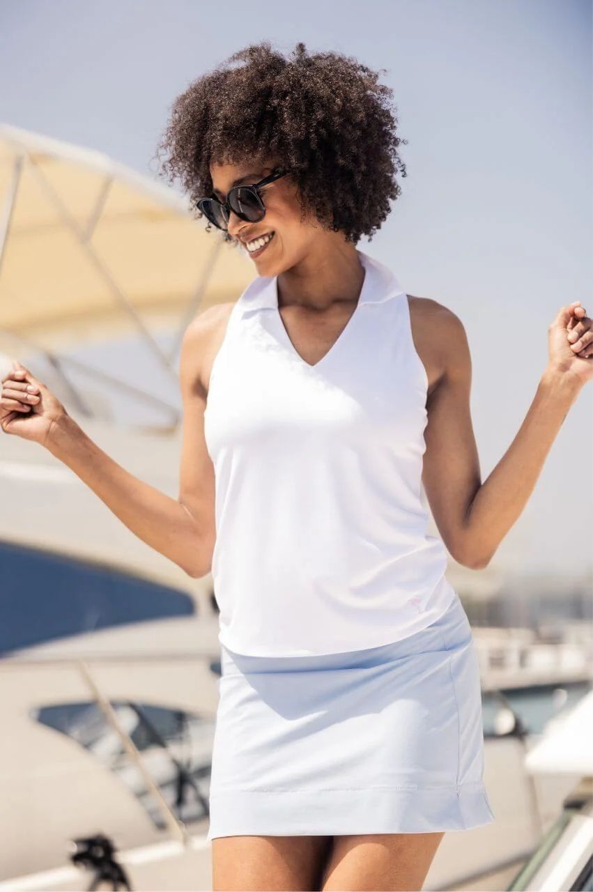 Women's White Sleeveless Lisa Sport Stretch Polo - Golftini