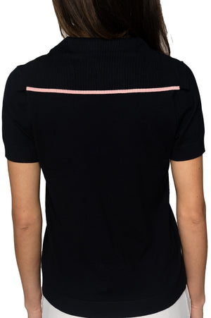 Navy/Light Pink Short Sleeve Sweater