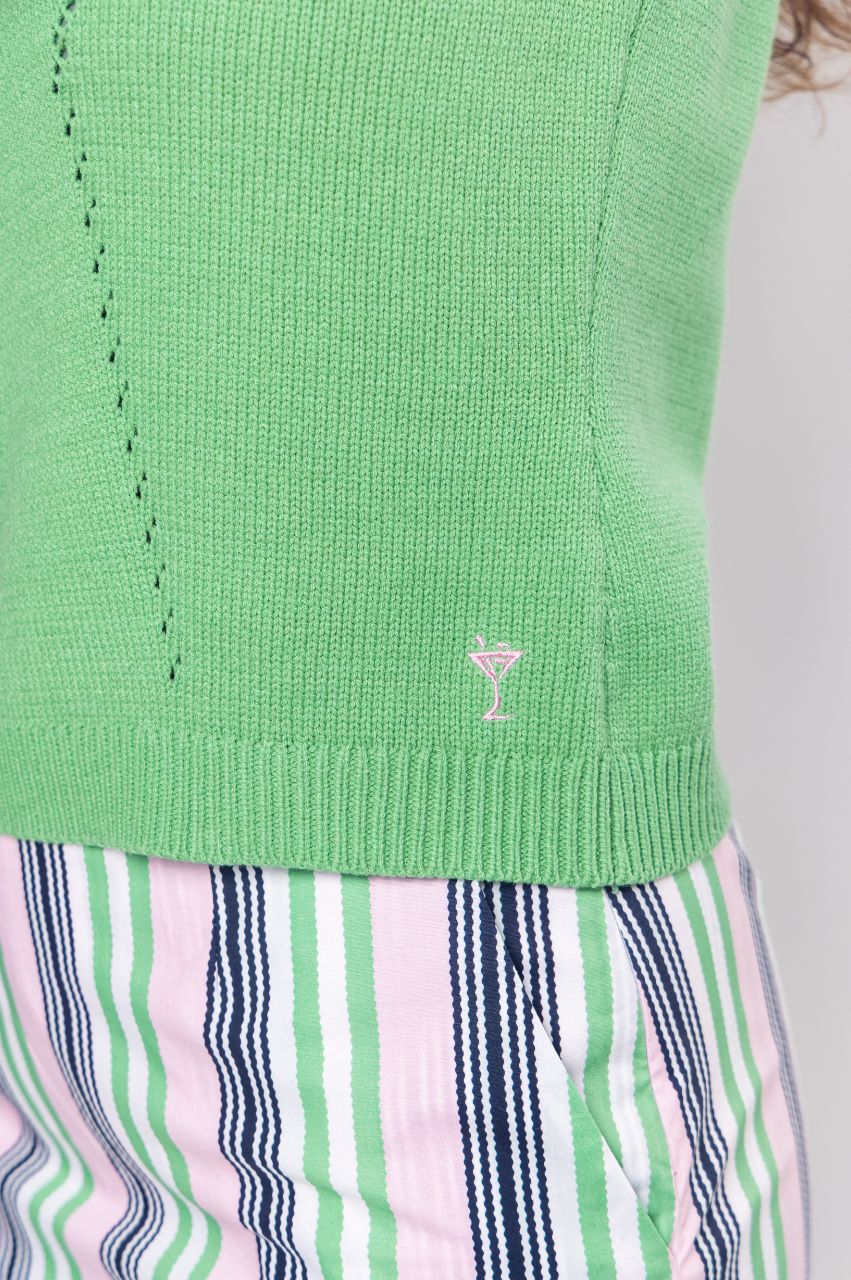 Women's Green Sweater Vest | Sleeveless Golf Sweater Vest by Golftini