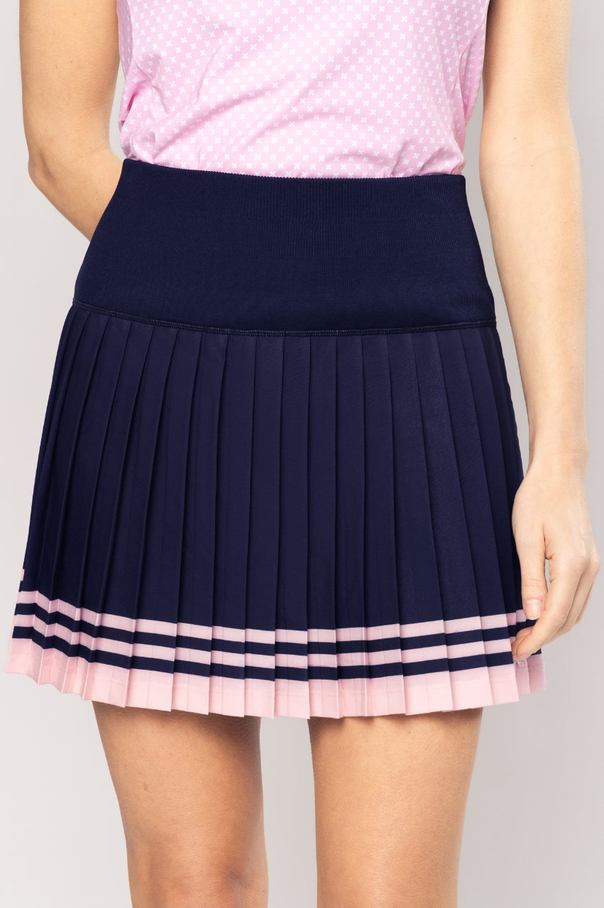 Navy/Pink Pleated Sport Skirt | Golf and Tennis Skort by Golftini