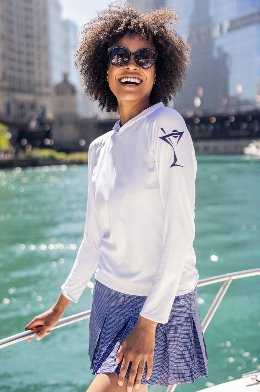 Marty Golf たぬきパーカ ホワイト レディースS Women's White Golf Hoodie | Women's Martini Hoodie by Golftini