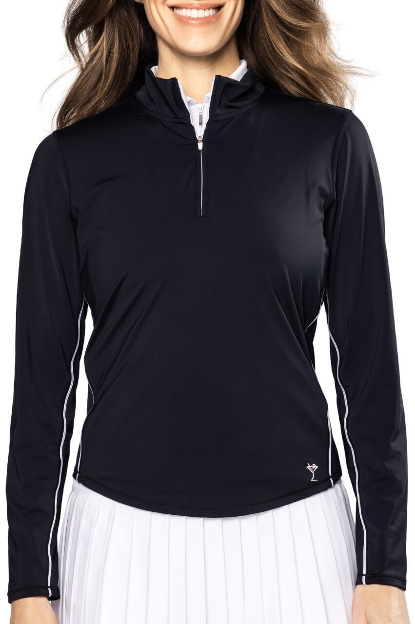 Women's Black Nylon Sport Pullover | Women's Quarter-Zip by Golftini