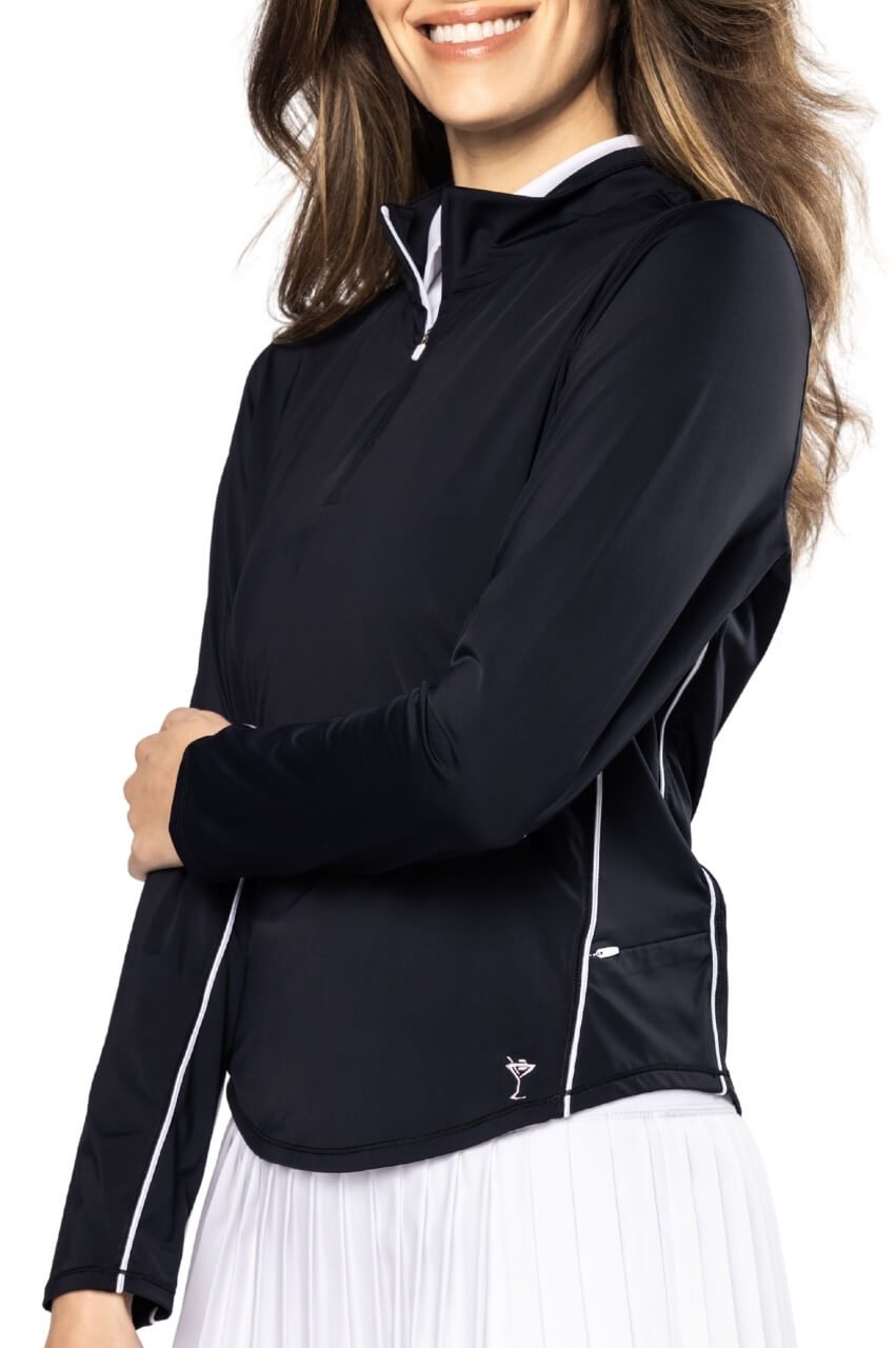 Women's Black Nylon Sport Pullover | Women's Quarter-Zip by Golftini
