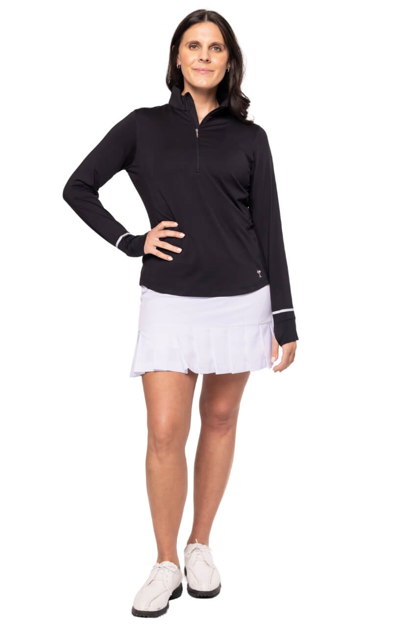 Black Fabulous Mock Pullover - GolftiniTops