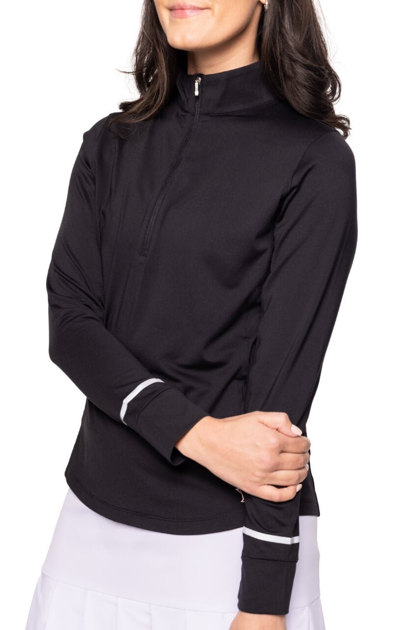 Black Fabulous Mock Pullover - GolftiniTops