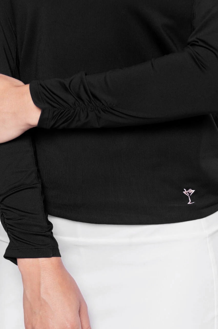 Black Long Sleeve Lisa Sport Polo - GolftiniTops