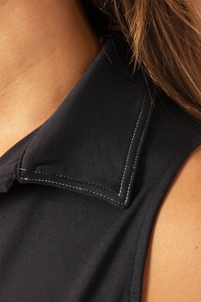 Black Sleeveless Fabulous Polo - GolftiniTops