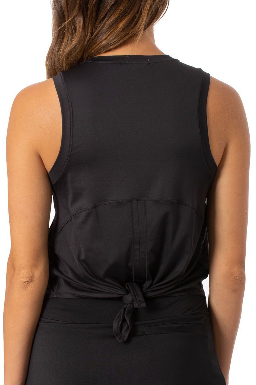 Black Sleeveless Sport Tie Top - GolftiniTops