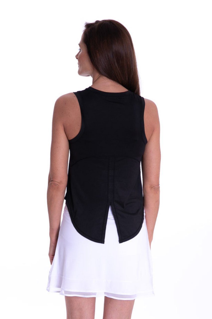 Black Sleeveless Sport Tie Top - GolftiniTops