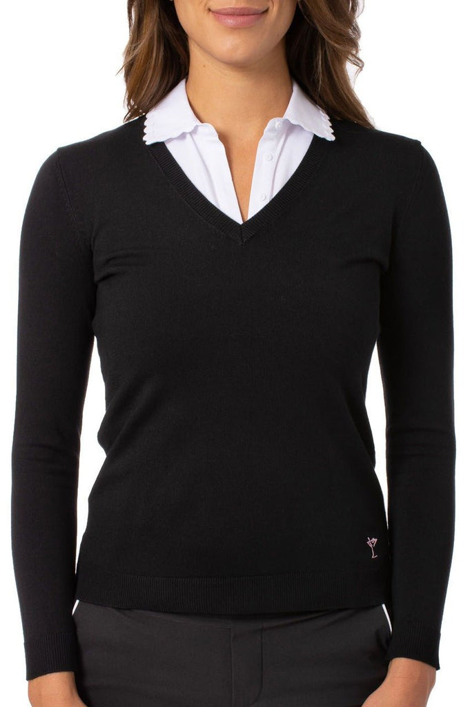 Black V Neck Sweater For Women Golftini
