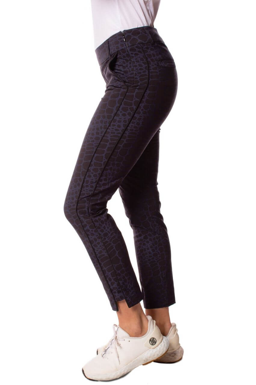 Black/Navy Snakeskin Stretch Ankle Pant - GolftiniPant