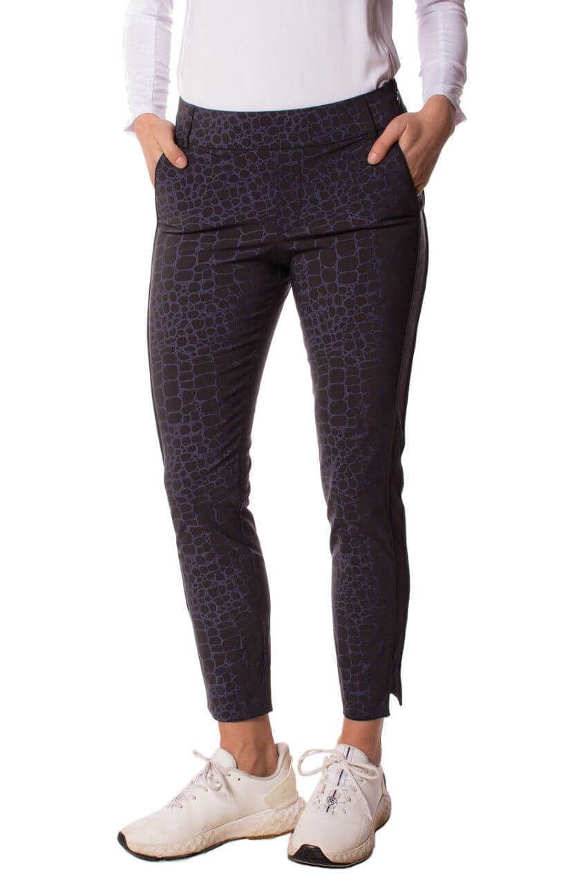 Black/Navy Snakeskin Stretch Ankle Pant - GolftiniPant