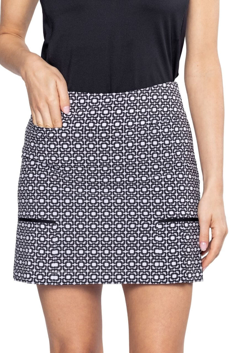 Black/White Pleated Golf Skort | Printed & Patterned Skort by Golftini