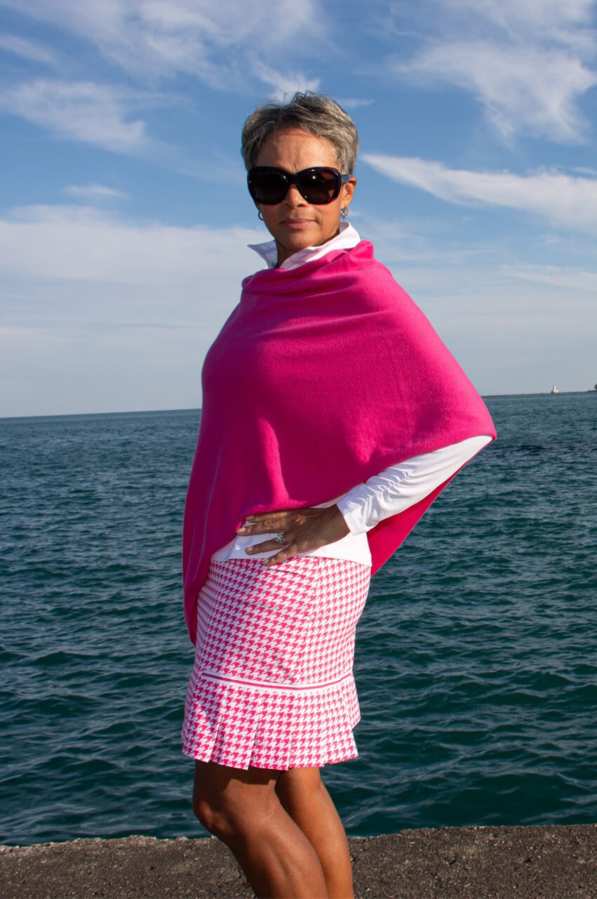 Hot Pink Cotton Cashmere Poncho - GolftiniPonchos