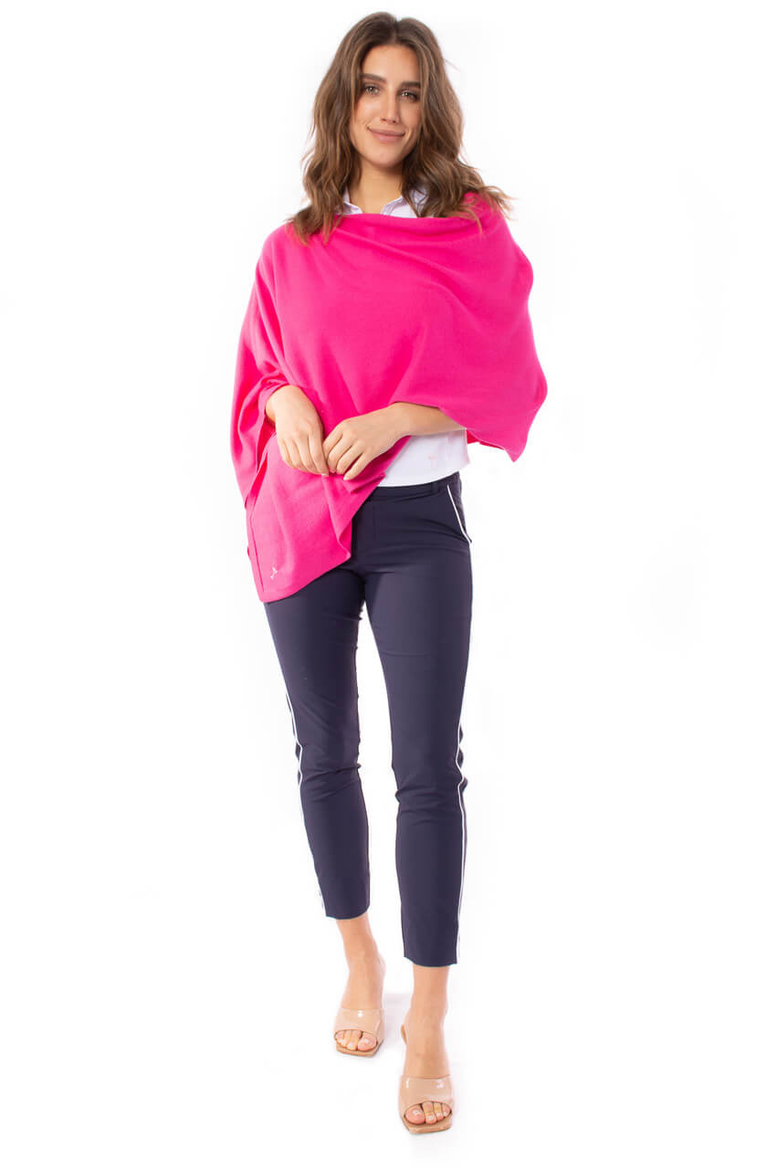 Hot Pink Cotton Cashmere Poncho - GolftiniPonchos