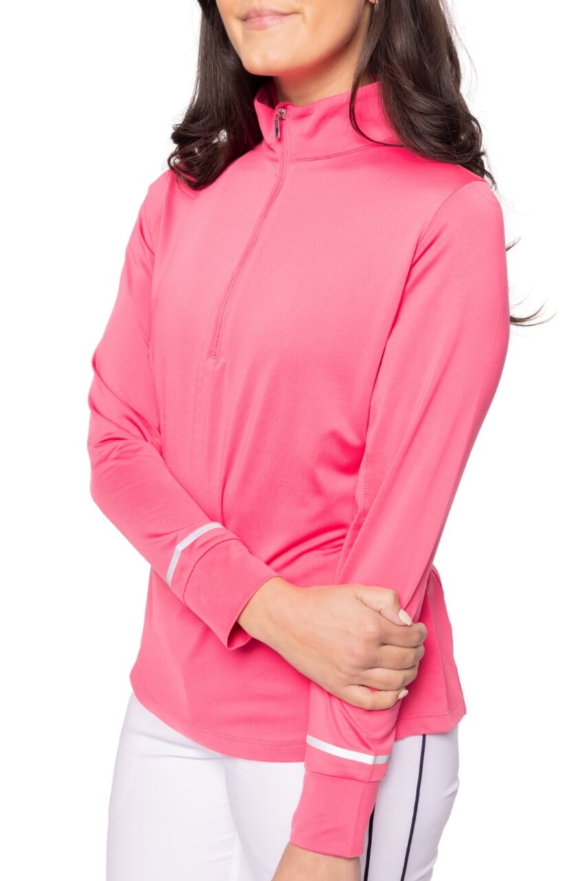Hot Pink Fabulous Mock Pullover - GolftiniTops