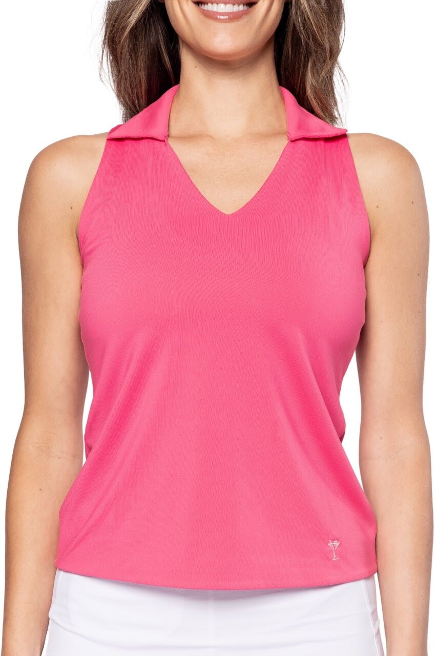 Hot Pink Sleeveless Sport Stretch Polo - Women's Golf Top - Golftini