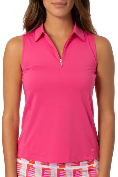 Women's Hot Pink Sleeveless Golf Polo - Golftini