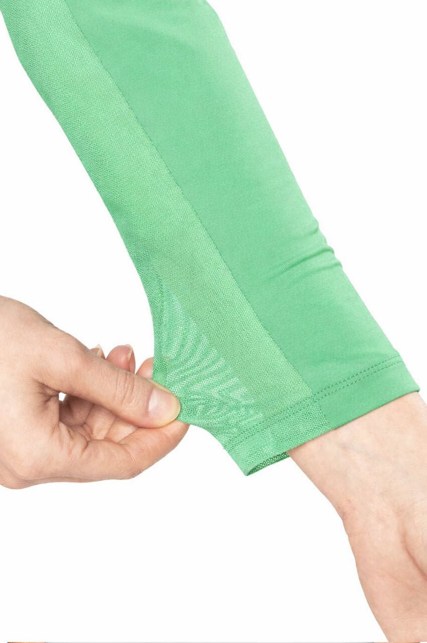 Kelly Green/Navy Long Sleeve Cool Girl Mock Polo - GolftiniTops