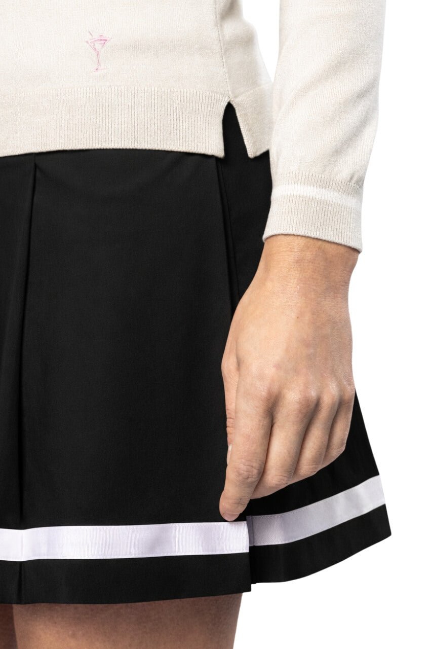 Khaki/White Stretch V - Neck Sweater - GolftiniSweaters