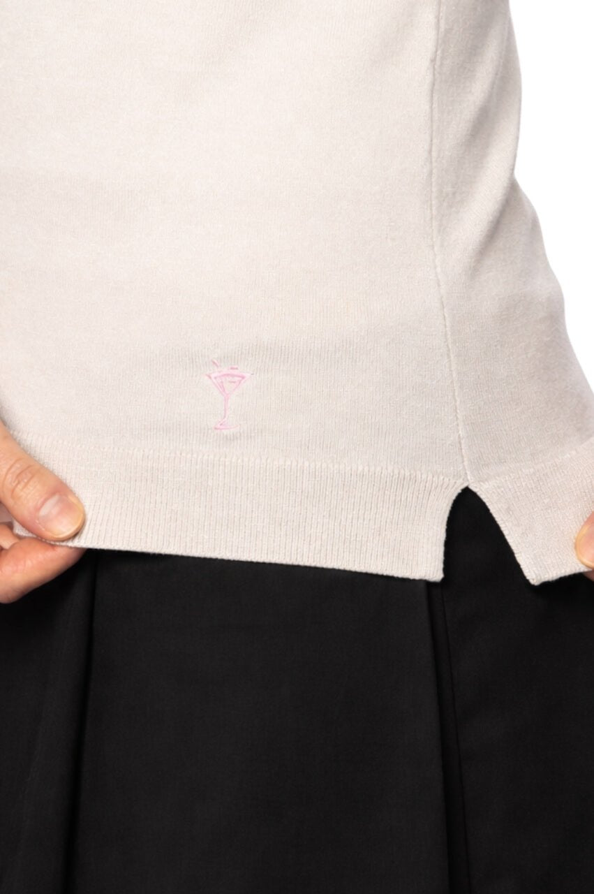 Khaki/White Stretch V - Neck Sweater - GolftiniSweaters