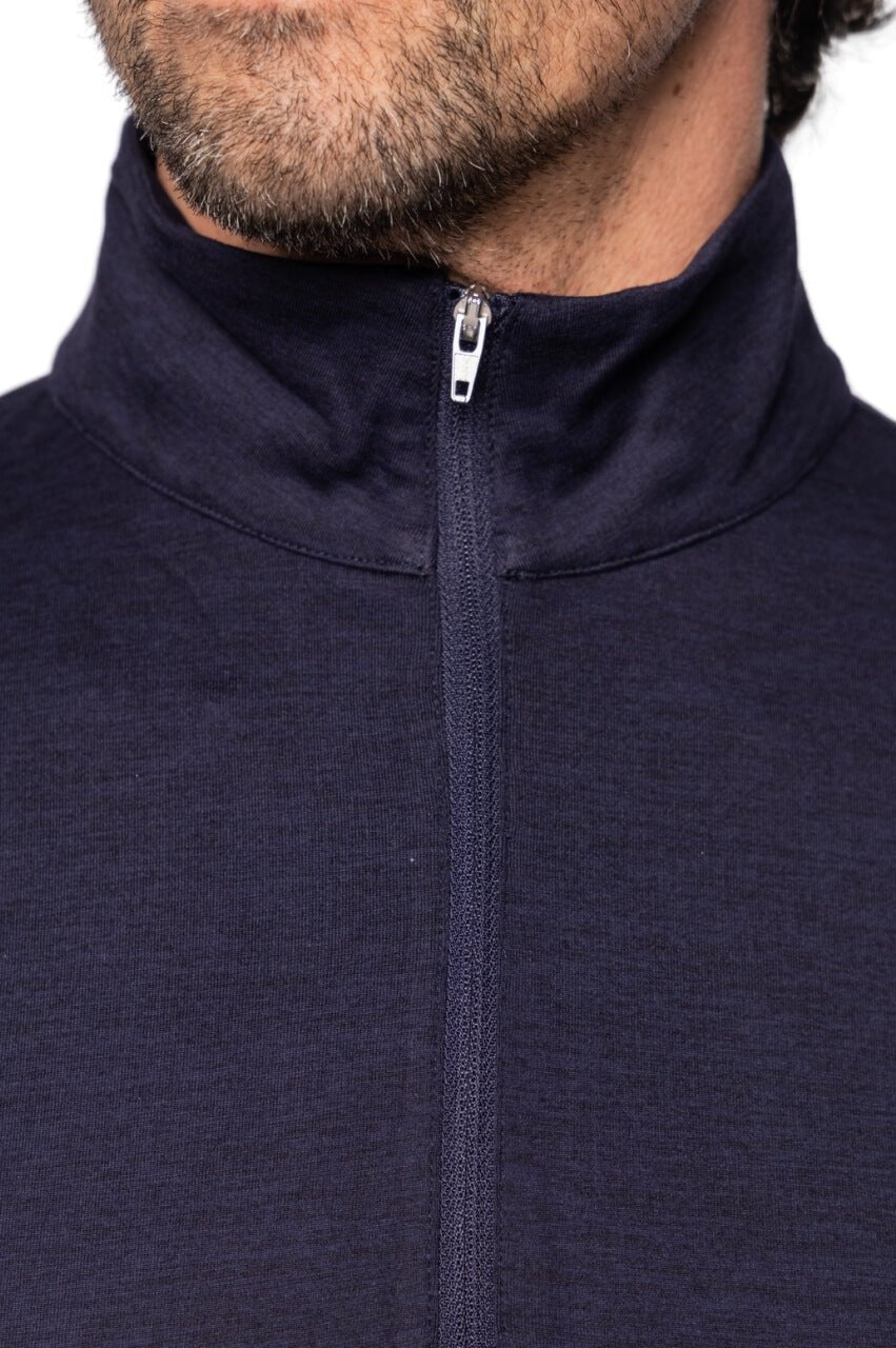 Men's Heathered Navy Quarter Zip Pullover - GolftiniMen's Tops