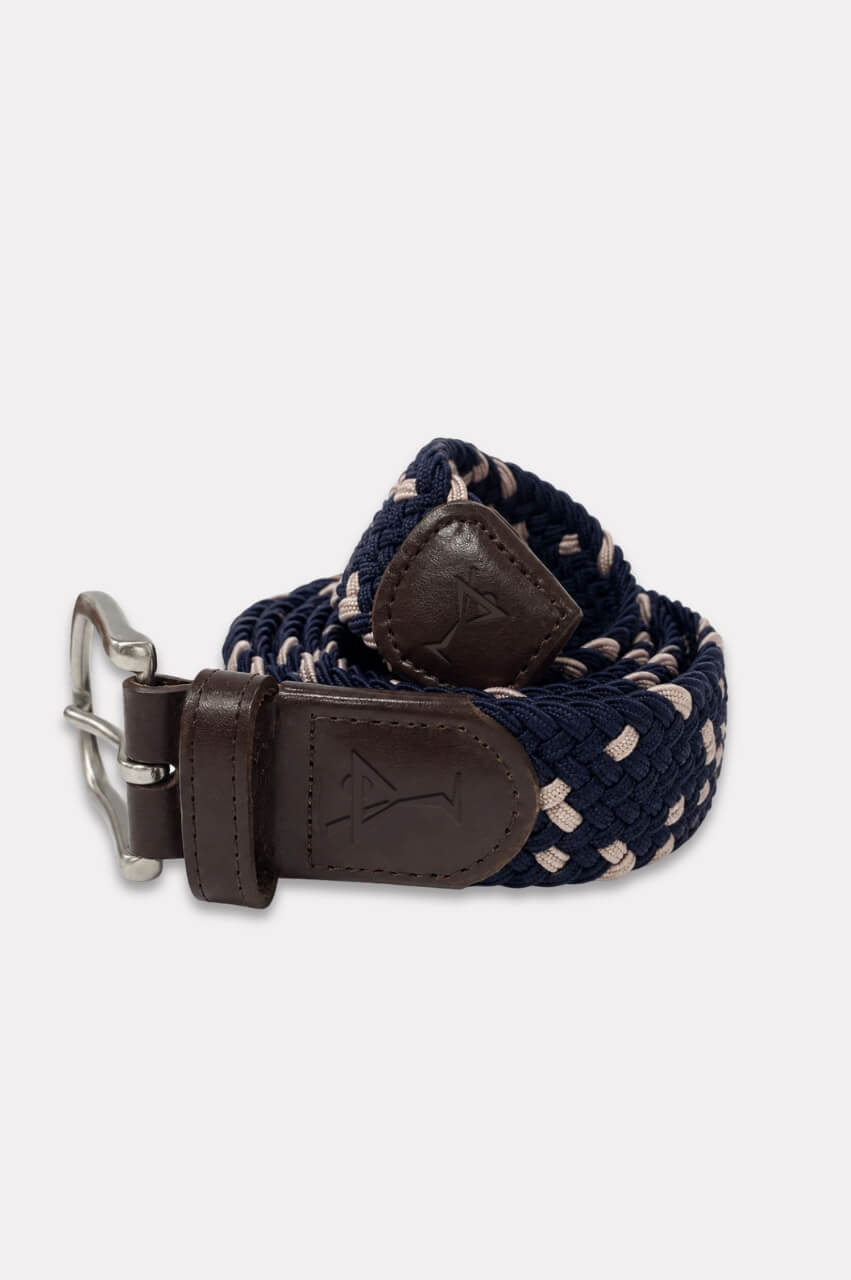 Men's Navy/Khaki Stretch Woven Belt - GolftiniAccessories