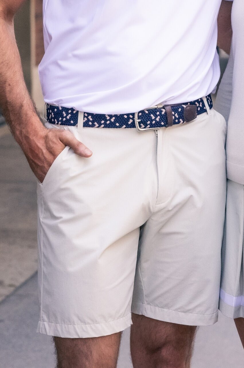 Men's Navy/Khaki Stretch Woven Belt - GolftiniAccessories