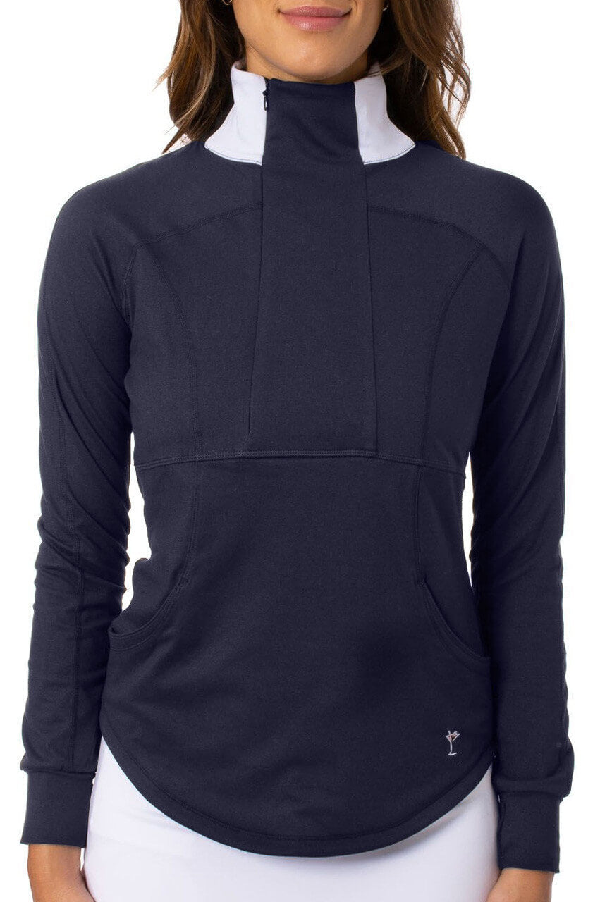 Golftini Navy and White Quarter Zip Pullover Women s Golf Pullover Xs