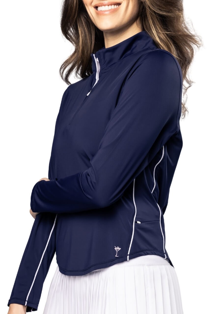 Women's Navy Nylon Sport Pullover | Women's Quarter-Zip by Golftini