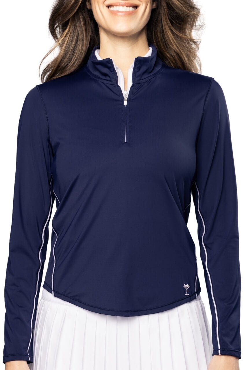 Women's Navy Nylon Sport Pullover | Women's Quarter-Zip by Golftini