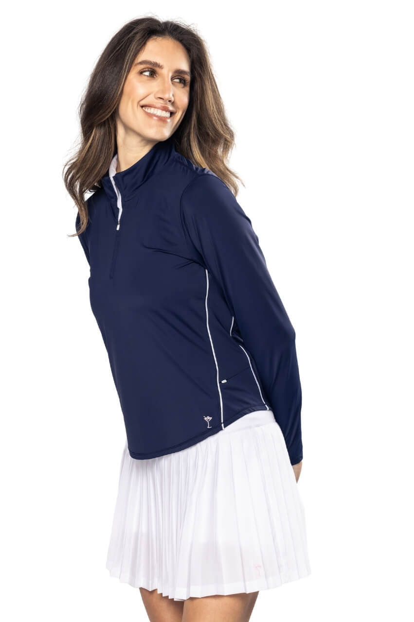Women's Navy Nylon Sport Pullover | Women's Quarter-Zip by Golftini