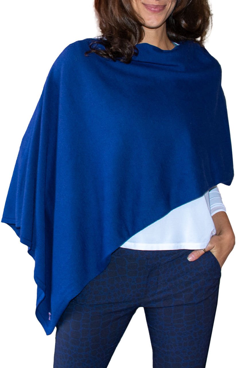 Golftini Cotton Cashmere Poncho Navy Ladies Ponchos