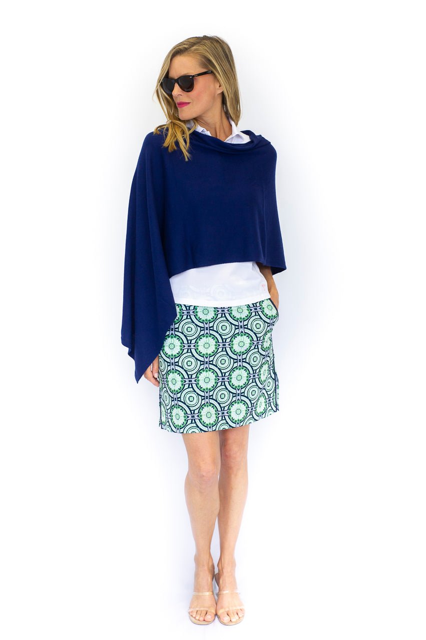 Navy Cotton Cashmere Poncho - GolftiniPonchos