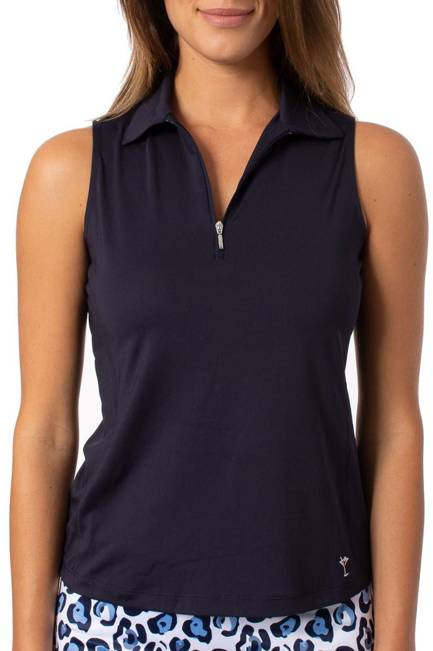 レディースウェア SLP Sleeveless Polo Women's Navy Sleeveless Golf Polo - Golftini